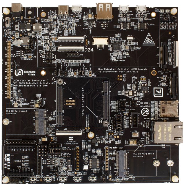 uCOM Carrier Board: Versatile Baseboard for i.MX RT/6/7/8/9 SoCs with Advanced Interface Support