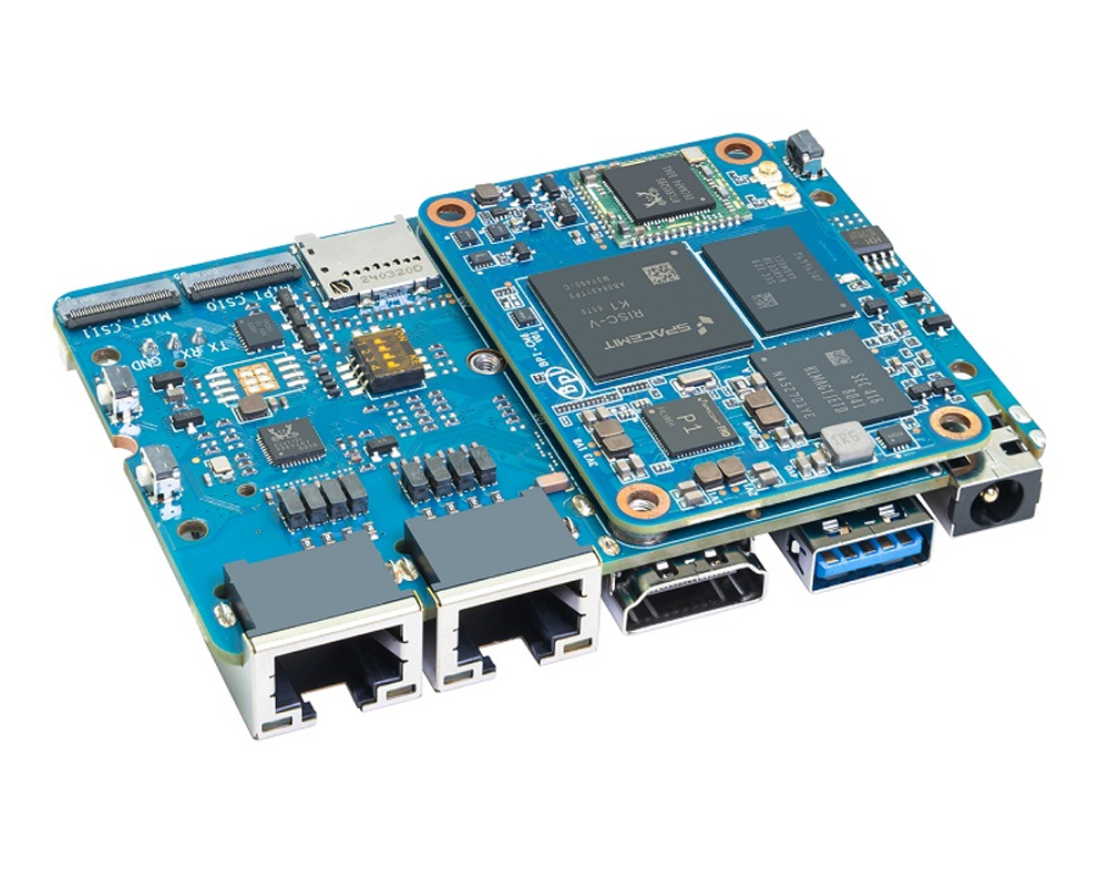 Banana Pi BPI-CM6 RISC-V Compute Module Features SpacemiT K1 Octa-core AI SoC with Optional IO Board for Expansion